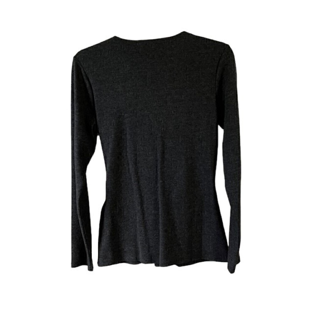 White House Black Market Gray Wrap Top w/ Velvet Detail Size S NWT - Picture 6 of 8